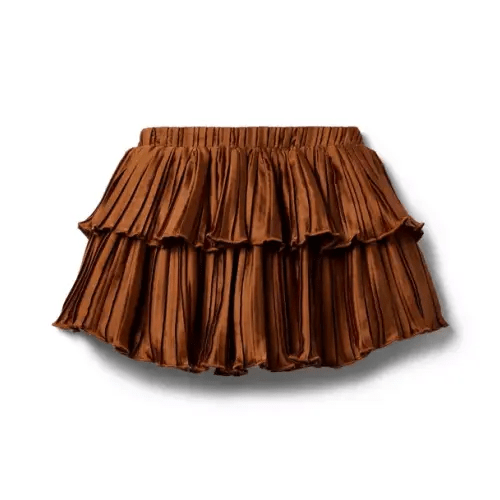 Girl Soft Cocoa Brown Satin Pleated Skirt by Janie and Jack