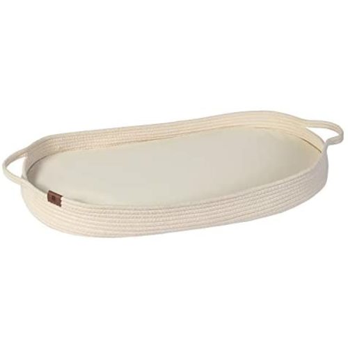 Baby Changing Basket with Changing Pad and Organic Cotton Mattress Cover - Pure Cotton Woven Moses Basket - Changing Table Topper - Diaper Changing Pad - Nursery Changing Table Set - Newborn Baby Gift