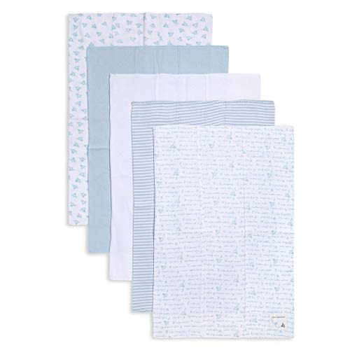 Burts Bees Baby Infant Burp Cloths, 100% Organic Cotton Extra Absorbent Soft Fabric Drool Cloths, 5-Pack Newborn Must-Have Essential Large Burping Cloths, One Size 17 x 11.75 Inches