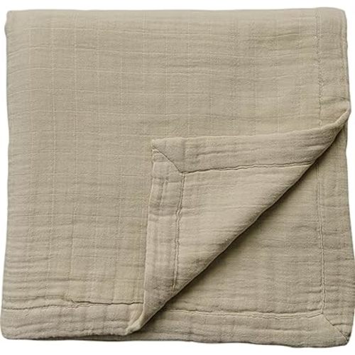 Mebie Baby Muslin Quilt, Oatmeal, 100% Cotton Baby Blanket for Girls & Boys, Newborns to Toddler, Soft Swaddle Blanket, 47"x47"