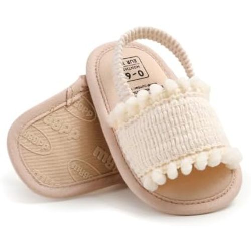 Ohwawadi Baby Boys Girls Sandals Soft Sole Summer Infant Wedding Dress Flat Shoes Beach Sandal Newborn Crib Shoes First Walkers