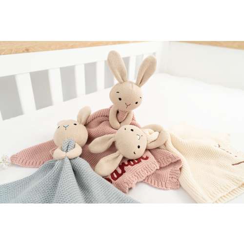ALL INLCUSIVE PRICE Personalized Soft Knit Cotton Bunny Lovey – A Snuggly Keepsake Baby Shower Gift