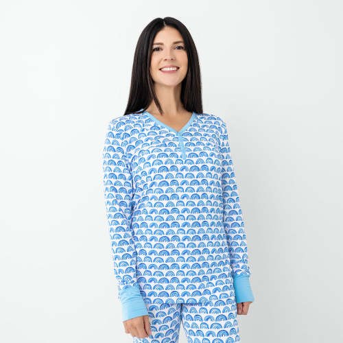 Blue Rainbows Women's Pajama Top - Little Sleepies
