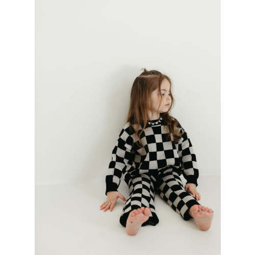 Knit Pant Set | Black Checkerboard