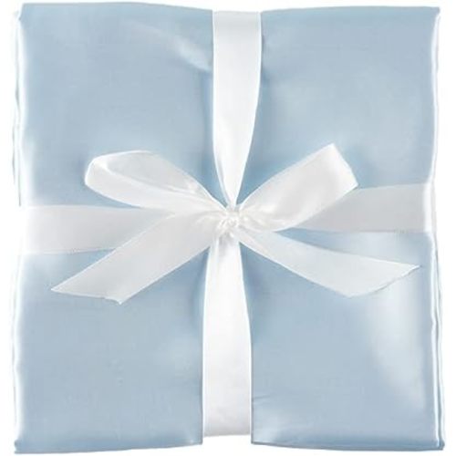 Double Sided Pure Satin Baby Blanket (Light Blue) 48"x36"