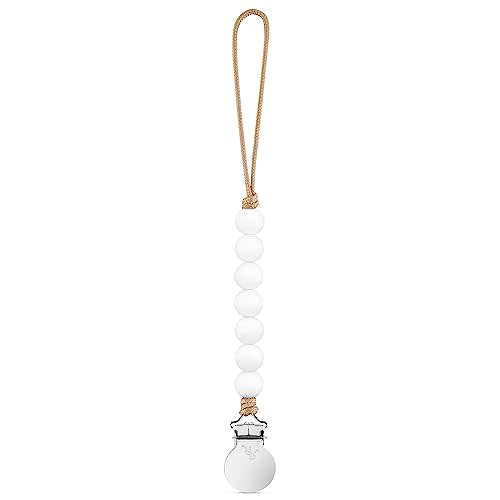 Ryan & Rose Pacifier Clip Georgia - Silicone Pacifier Clip Baby boy Baby Girl Binky paci Clip Baby Pacifier Holder binkie Clip Binky Clips Newborn Baby Care Baby Pacifier Clip (White)