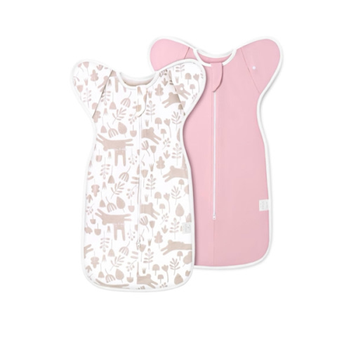 2-Pack Newborn Swaddle Sleep Sack - Arms Up Swaddle 0-3 Months, Baby Transitional Swaddles for Newborn, Cuff Removable Design, Pink Bunny Breathable Sleep Sacks with 2-Way Zipper