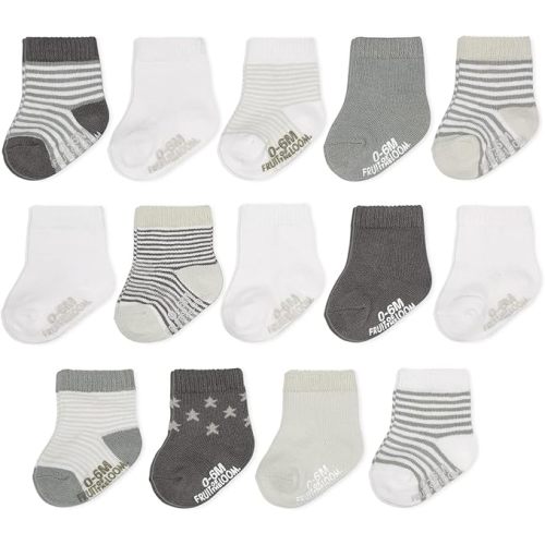 Fruit of the Loom Baby & Toddler Grow & Fit Flex Zones Cotton Stretch Socks - Unisex, Girls, Boys
