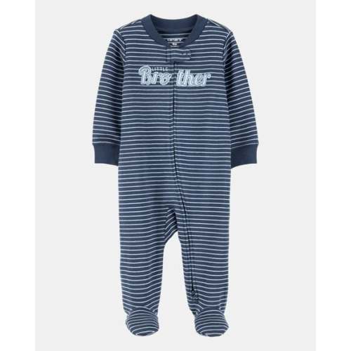 Baby Boy 'Little Brother' 2-Way Zip Cotton Sleep & Play Pajamas - Blue | Carter's