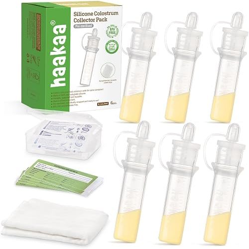 Haakaa Silicone Colostrum Collectors Set with Clear PP Storage Case 4 ml, 6 PK