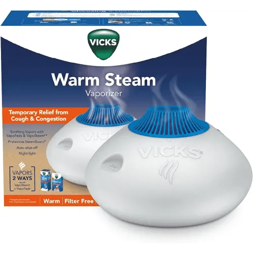 Vicks Warm Steam Vaporizer, Small to Medium Rooms, 1.5 Gallon Tank – Warm Mist Humidifier for Baby and Kids Rooms with Night Light, Works with Vicks VapoPads and VapoSteam