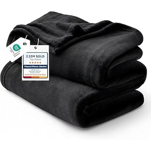 Bedsure GentleSoft Fleece Blanket Twin Size Black - 300GSM Lightweight Plush Fuzzy Cozy Soft Warm Blanket for Bed, Sofa, Couch, Travel, Camping, 60x80 inches