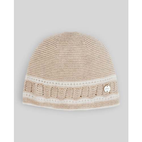 Paz Rodriguez Light Brown Knit Baby Boy Hat