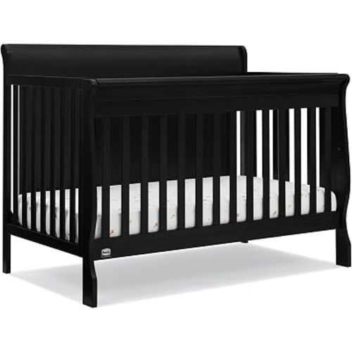 Simmons Kids Carter 6-in-1 Convertible Crib - Greenguard Gold Certified, Black Ebony