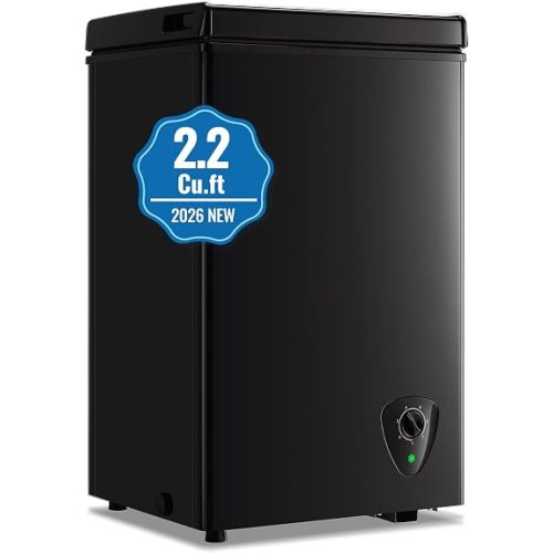 2.2 Cu.Ft Small Deep Freezer Chest Freezer 7-Level Temperature Black