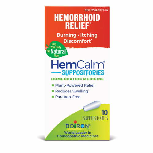 Boiron HemCalm Suppositories, Homeopathic Medicine for Hemorrhoid Relief, Burning, Itching, Pain, Discomfort, 10 Count