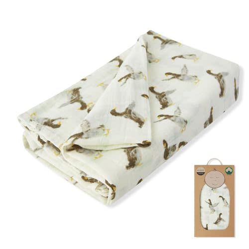 Milkbarn Muslin Swaddling Blanket, Organic Cotton Nursery Blankets, Soft Receiving Blankets for Newborn Baby Toddler, Perfect Baby Shower Choice,Duck