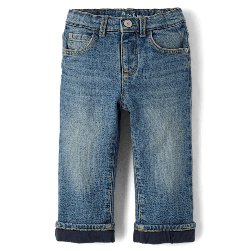 Baby And Toddler Boys Lined Roll Cuff 90s Loose Jeans - Blue
