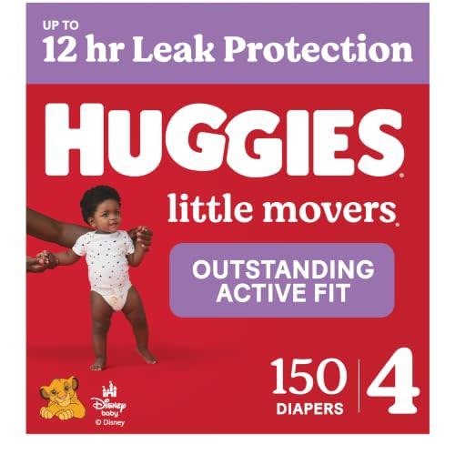 Huggies Little Movers Diapers Size 4, 150 Count (6 Packs of 25)