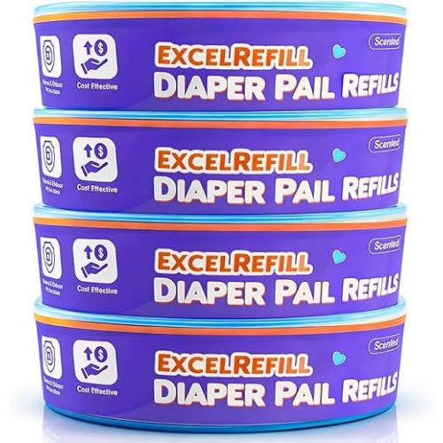 Diaper Pail Refills Compatible with Diaper Genie and Munchkin Pails | 1280 Count (4-Pack,320 Count)