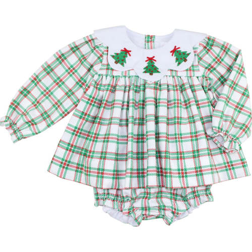 Plaid Corduroy Christmas Tree Diaper Set