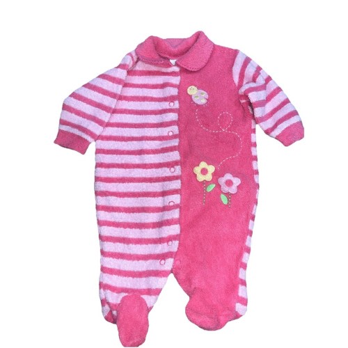 Vintage Y2K Carter’s Baby Girl Footed Pajamas Sleeper 0-3M Terry Pink Flowers