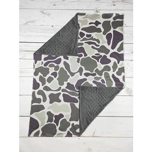 Green camo Minky Baby Kids Blankets