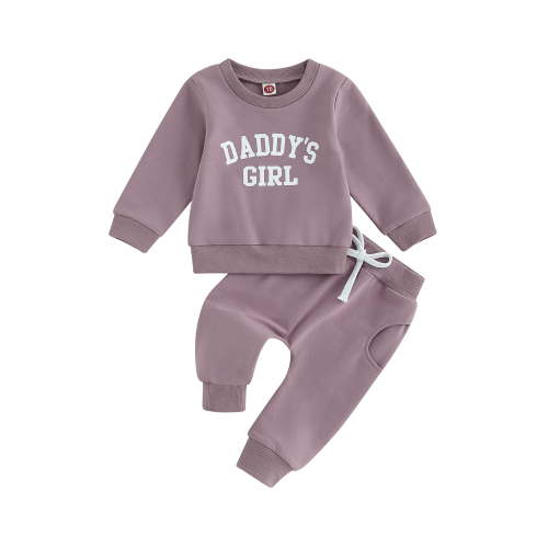 Toddler Baby Girl Clothes Daddys Girl Long Sleeve Pullover Sweatshirt Stretch Jogger Pants Infant Fall Winter Outfit