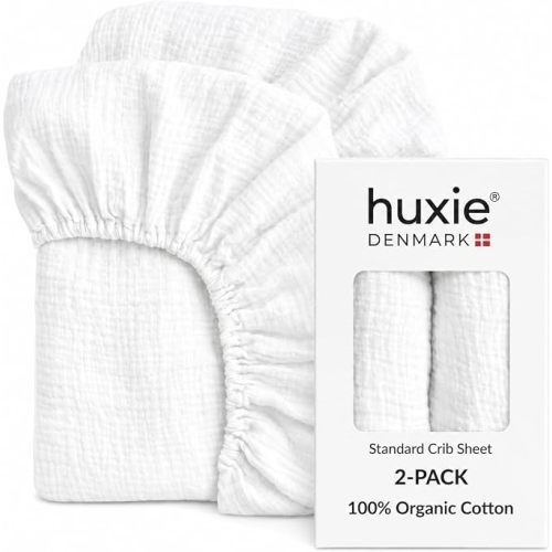 Crib Sheets, 100% Organic Cotton Muslin, 28"x52" Standard 2-Pack
