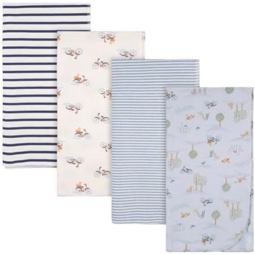Gerber Baby 4-Pack Flannel Receiving Blanket (One Size, Playground)