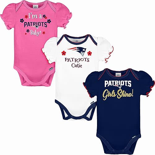 Gerber NFL baby-girls Nfl Team 3 Pack Short Sleeve Onesie Bodysuit
