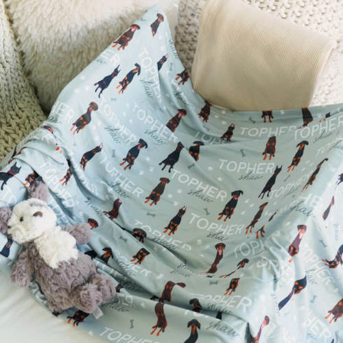 Personalized Baby Name Swaddle Blanket | Dog Breeds