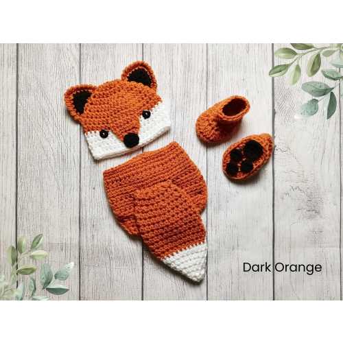Baby Red Fox Hat and Diaper Cover, Fox Halloween Costume, Crochet Animal Hat, Newborn Photo Prop, Woodland Nursery, Baby Shower Gift