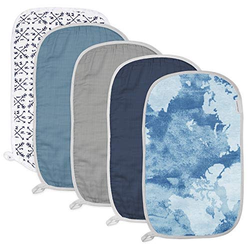 HonestBaby Baby Organic Cotton Multi-layer Burp Cloths Multipack, Watercolor World, One Size US
