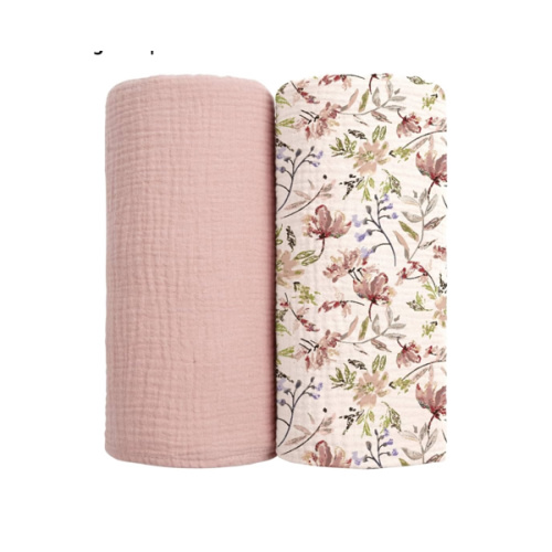 lulumoon Muslin Swaddle Blankets for Baby: Soft Cotton Newborn Receiving Blankets - Floral Print Nursery Gift Set for Baby Girls(Sand Flower)