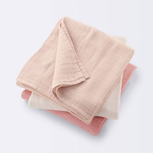 Muslin Swaddle Baby Blanket - Pink Solids - 3pk - Cloud Island™