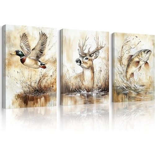 Hunting Nursery Wall Art Decor Wildlife Boys Room Pictures Fishing Poster