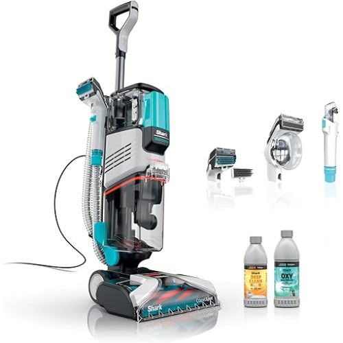 Shark CarpetXpert with StainStriker Upright Carpet, Area Rug & Upholstery Cleaner with Pet Mess Extractor Tool, Perfect for Pets, Carpet Shampooer, 3 Cleaning Tools, Cleaning Solutions, White, EX201