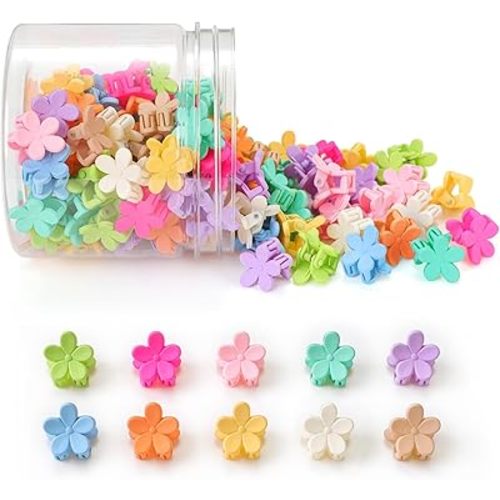 Mini Flower Hair Clips 100Pcs, Small Hair Clips Mini Claw Clips Cute Jaw Clips Hair Pins Hair Barrettes Hair Accessories for Women Girls Kids Teens