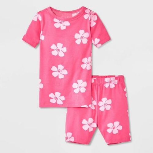 Baby 2pc Short Sleeve Smooth Jersey Snug Fit Pajama Set - Cat & Jack™ Pink 12M