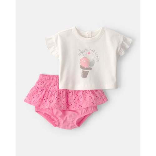 Baby Girl 2-Piece Ice Cream Top & Short Set - Pink | Carter's