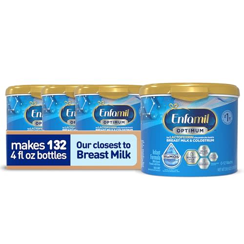 Enfamil Optimum Baby Formula, Our Closest Formula to Breast Milk, Immune-Supporting Lactoferrin also found in Breast Milk, Brain-Building DHA, 20.5 Oz, Pack of 4