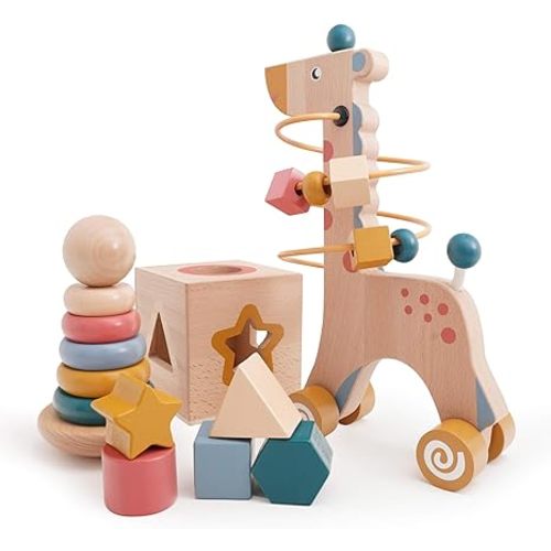3-in-1 Wooden Montessori Toys for 1+ Year Old - Wooden Toys for Toddlers 1-3 - Learning Toys for 1 + Year Old - Wooden Baby Toys - montessori toys for 2 year old