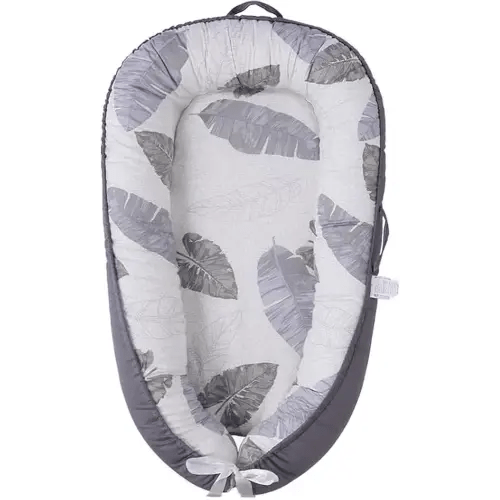 Baby Lounger, Suitable for Infants Over 12+ Months.Portable Infant Lounger, Soft Baby Lounger, 100% Cotton Breathable, Baby Floor Seat for Home & Travel - Grey Leaves
