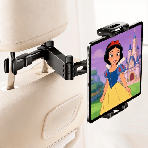 Car Headrest Tablet Holder, Adjustable Telescoping Backseat Phone Mount, 180° Rotation Car Stand for 4.7-13" iPad, Tablets, Phones, Road Trip Essentials for Kids