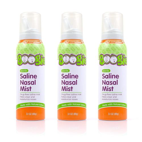 Boogie Saline Nasal Spray Mist for Baby and Kids, Allergy Relief, Nasal Decongestant, Made with Saline, Fresh, 3.1 Ounce (Pack of 3)