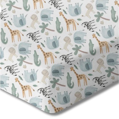Norani Baby Organic Fitted Crib Sheet - Safari Animals