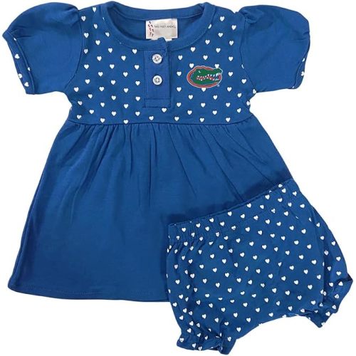 Two Feet Ahead Florida Gators Hearts Baby Girl Dress with Matching Bloomers – Officially Licensed Infant Outfit (12 Months)