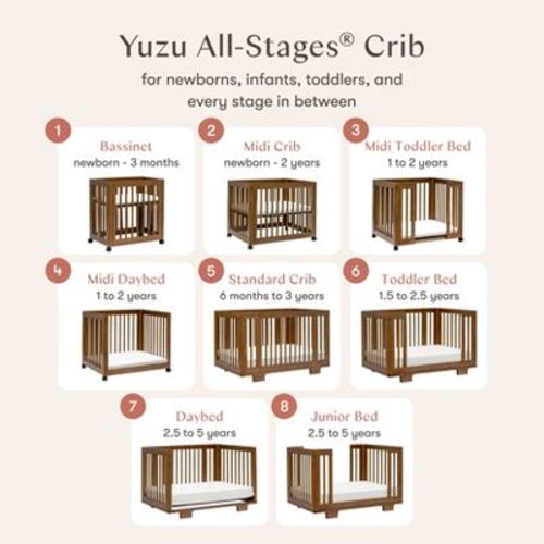Babyletto Yuzu 8-in-1 Convertible Crib with All-Stages Conversion Kits - Natural Walnut