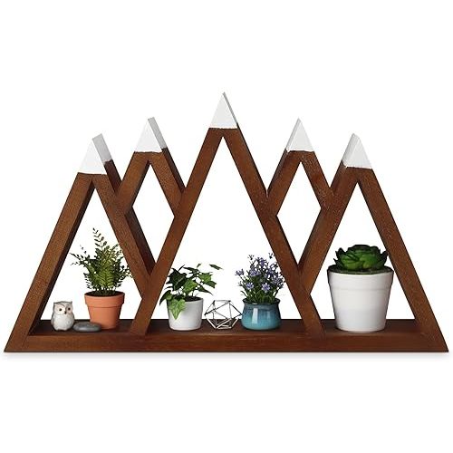 Snow Mountain Floating Shelf Woodland Nursery Wall Shelf Snow Mountain Nursery Wall Decor Wood Display Storage Rustic Woodland Hanging Floating Decorative for Christmas Bedroom Office Decor